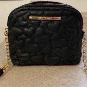 Beautiful Betsey Johnson Black Heart-Patterned Crossbody Bag